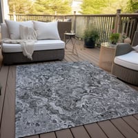 Langley Street® Malchow Abstract Machine Woven Polyester Indoor / Outdoor Area Rug in Gray