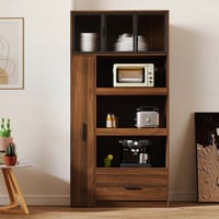 Latitude Run® Tall Kitchen Pantry Cabinet,Freestanding Food Hutch and Microwave Stand