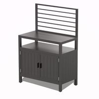 junzc Outdoor Kitchen Island With Storage, Aluminum Kitchen Storage Island With Wall Hanging, Freestanding Grill Storage Cabinet With Protective Cover For B