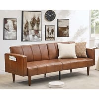 George Oliver 75" Futon Sofa Bed, Mid-Century Modern Futon Couch