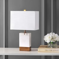 Orren Ellis Modern Marble And Iron Gold Console LED Table Lamp - Bohemian Contemporary Glam Bedside Desk Lamp For Bedroom, Living Room, Office & Bookcase