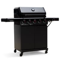 Brand-Man Grills Brand-Man Pro 5-Burner Propane Gas Grill, 14000 Btu Searing Zone With Infrared-Mesh, Porcelain-Coated Cast Iron Cast Iron Grates & Griddle, Side Burne
