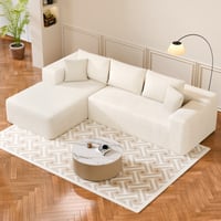 ChicFurnit Compressed Chenille Chaise Skeletonless Sofa - No Assembly, High-Density Sponge, Space-Saving Design for Apartments & Living Rooms