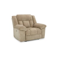 Benjara Kendy Power Recliner With Adjustable Headrest, Polyester