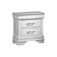 Rosdorf Park White Bedside Nightstand With Two Drawers And Luxury Accent Handles For Bedroom Storage Diamond - Accented Use