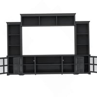 BOSTINS Minimalism Style Entertainment Wall Unit with Bridge, Modern TV Console Table for TVs Up to 70"