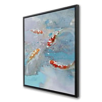 Begin Edition International Inc. Koi Fish Swimming in Blue Water - Orange Framed Canvas Art