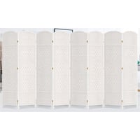 Lark Manor™ 8 Panels Room Divider 6 FT Tall Weave Fiber Privacy Screen Freestanding Double Hinged Folding Screen Extra Wide Room Dividers for Patio Privacy (Off W