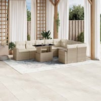 Vidaxl Garden Sofa Set Poly Rattan Large Adjustable Armrests