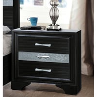 Latitude Run® Bedroom Black Nightstand With 2 Handy Storage Drawers And 1 Jewelry Box 3 Metal Glides Felt-lined Slot
