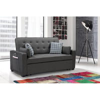 Latitude Run® Cody Sleeper Sofa with 2 USB Charging Ports and Accent Pillows Gray Linen 70 Inches