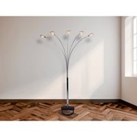 DAPPER DOODLES INC 1Pc Modern Design Classic Luxury Sleek Multi-Head Floor Lamp Half Moon Radiant Crystal-Encrusted Sleek Metallic Stems Living Room