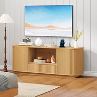 Latitude Run® 64 Inch TV Stand With Storage, TV Cabinet With Doors, Modern Television Stands, Entertainment Center With Adjustable Shelves, Curved Edge, Media Conso