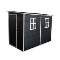 Taroo Clocks 8X4ft Outdoor Resin Garden Shed With Floor And 2 Windows, Plastic Patio Outdoor Storage Shed With Lockable Door For Garden Tools, Bicycles, Trash Cans