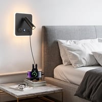 Orren Ellis LED Wall Mounted Reading Lights With Adjustable Headboard, USB A+C Ports, And 360° Rotation, Warm White 3000K