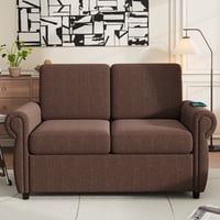 Red Barrel Studio® 57.9" Pull Out Sofa Bed with Twin Memory Foam Mattress & 2 USB Ports – Loveseat Sleeper for Living Room or Guest Room