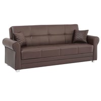 Red Barrel Studio® Bertrand 86 in. Vegan Leather 3-Seater Twin 3-in-1 Sleeper Sofa Bed with Storage