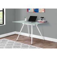 Lipoton Computer Desk, Home Office, Laptop, 48"L, Work Metal, Tempered Glass, Contemporary, Modern