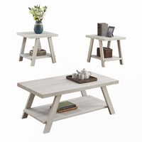 GRILLO HOME Contemporary 3-Piece Wood Shelf Coffee Table Set
