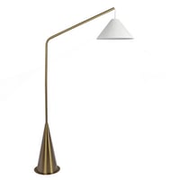 Corrigan Studio® Lisbon Floor Lamp With On/Off Switch Coned Base Hanging White Fabric Shade