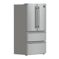 Forno Moena 36-inch French Door Refrigerator in Stainless Steel, 19.2 cu.ft. Capacity with Ice Maker