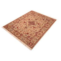 Astoria Grand Coventry Oriental Handmade Hand-Knotted Rectangle 6'1" x 8'10" Wool Area Rug in Beige