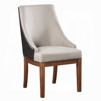 Benjara Elsie Dining Chair Set Of 2, Foam Fill, Nailed Faux Leather Back, Brown