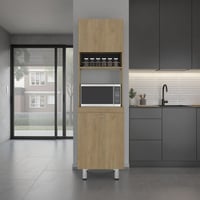 Latitude Run® Austin Tall Freestanding Kitchen Pantry And Cabinet With Open Space For Microwaves Or Coffee Station