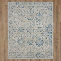 Karastan Witsand Oriental Machine Woven Polyester Area Rug in Blue/White
