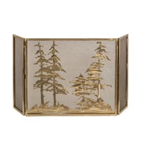 Meyda Lighting Pines 3 Panel Bifold Steel Fireplace Screen