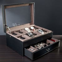 Home Wet Bar Treviso Leather Valet Box And Ten Watch Display Case (engravable)