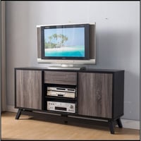 17 Stories Black And Grey Sideboard Tv Stand Buffet With Two Doors One Drawer And Six Shelves