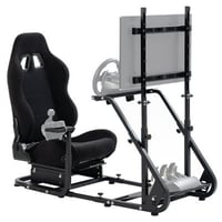 Anman Racing Simulator Cockpit Stand with Seat & TV Stand Fits Thrustmaster Logitech G923 G29 XBox, Not Include Steering wheel & Wheels & Pedals and S