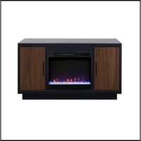17 Stories 66 Inch Fireplace TV Stand For Tvs Up To 80 Inches, Minimal Assembly, Black And Walnut Finish