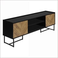 Latitude Run® TV Furniture | 72 Inch Modern Media Center | Brown/Black Laminate | Black Metal | with Storage | Black | TV Size Ranges 80-89 inches