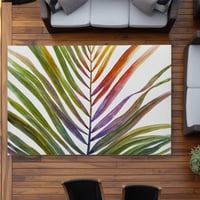 Begin Edition International Inc. Watercolor Tropical Palm Leave Rug - Botanical Outdoor Decor