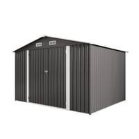 Joanna Vargas Gray Metal Garden Tool Shed 10 X 8 Ft, Lockable Double - Doors, Vent Windows, Ideal For Storing Grills, Generators, Multifunctional Use Ft Large Outdo