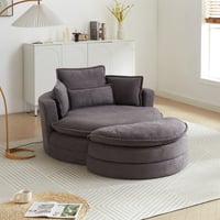 Ivy Bronx 52' Swivel Accent Barrel Modern Sofa Lounge Club Big Round Chair With Storage Ottoman Chenille Fabric For Living Room Hotel With 4 Pillows,Couch