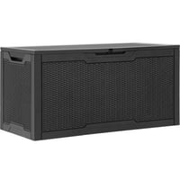 EDGAR'S FURNITURE MANUFACTURING INC 100 Gallon Large Deck Box Outdoor Resin Storage Boxes For Patio Furniture Outdoor Cushions Garden Tools Water Resistant And Lockable