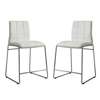 Wenty Set Of 2 Leatherette Upholstered Counter Hight Chairs In White And Chrome
