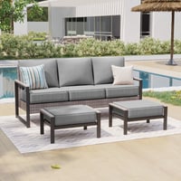 Rosebay 3 Piece Sofa with Side Table, Patio Conversation Couch