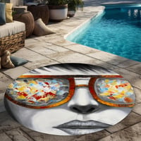 Begin Edition International Inc. Colorful Sunglasses - Modern Gray Round Outdoor Area Rug
