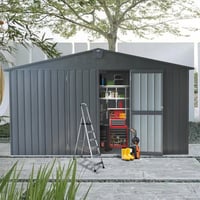 TUOXIN Backyard Equipment House, Dark Gray, Lockable Door, Ample Space For Tools & Bicycles, - Construction Gray Shed Structure, Room Waterproof