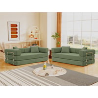 dwellingdots 2 Pieces - 78-Inch King-Size Convertible Sleeper Sofa Bed With No Assembly, Hybrid Mattress Couch