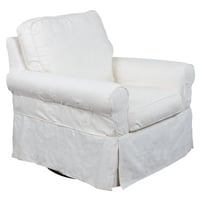 August Grove® Mahan 36" Wide Cotton Swivel Slipcovered Armchair