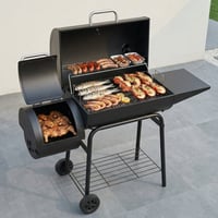 CHENGDULIDA This Barbecue Charcoal Grill, Paired With A Side-Mounted Smoker, Boasts A Massive 823 Square Inch Cooking Area. Its Durable Black Finish Makes It Both