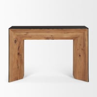 Loon Peak® Kaivion Natural Wood w/ Black Oak Waterfall Console Table