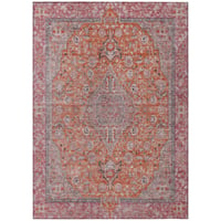 HomeRoots 9' X 12' Orange Medallion Washable Indoor Outdoor Area Rug