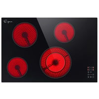 Empava 30 In. Etl-certified 4 Ego Heating Elements, Electric Radiant Cooktop, 240v 6700w, Built-in Stove In Black