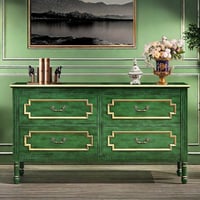 Liu's ink furniture Vintage Green Accent Chest with 4 Drawers